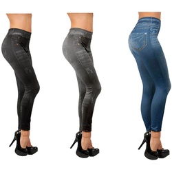 Comfortisse® Jeggings - Leggings 3er Set mit Taschen Slim Jeggings