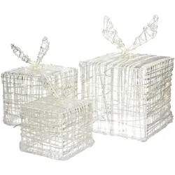 ECD Germany 3er Set LED Geschenk Boxen Beleuchtet Geschenke warmweiß Weihnachten Dekoration